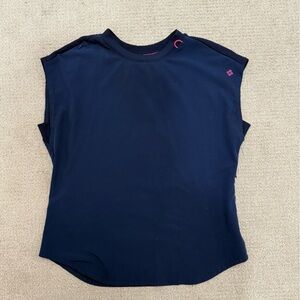 Med Couture Dark Blue Sleeveless Top with Pink Detail